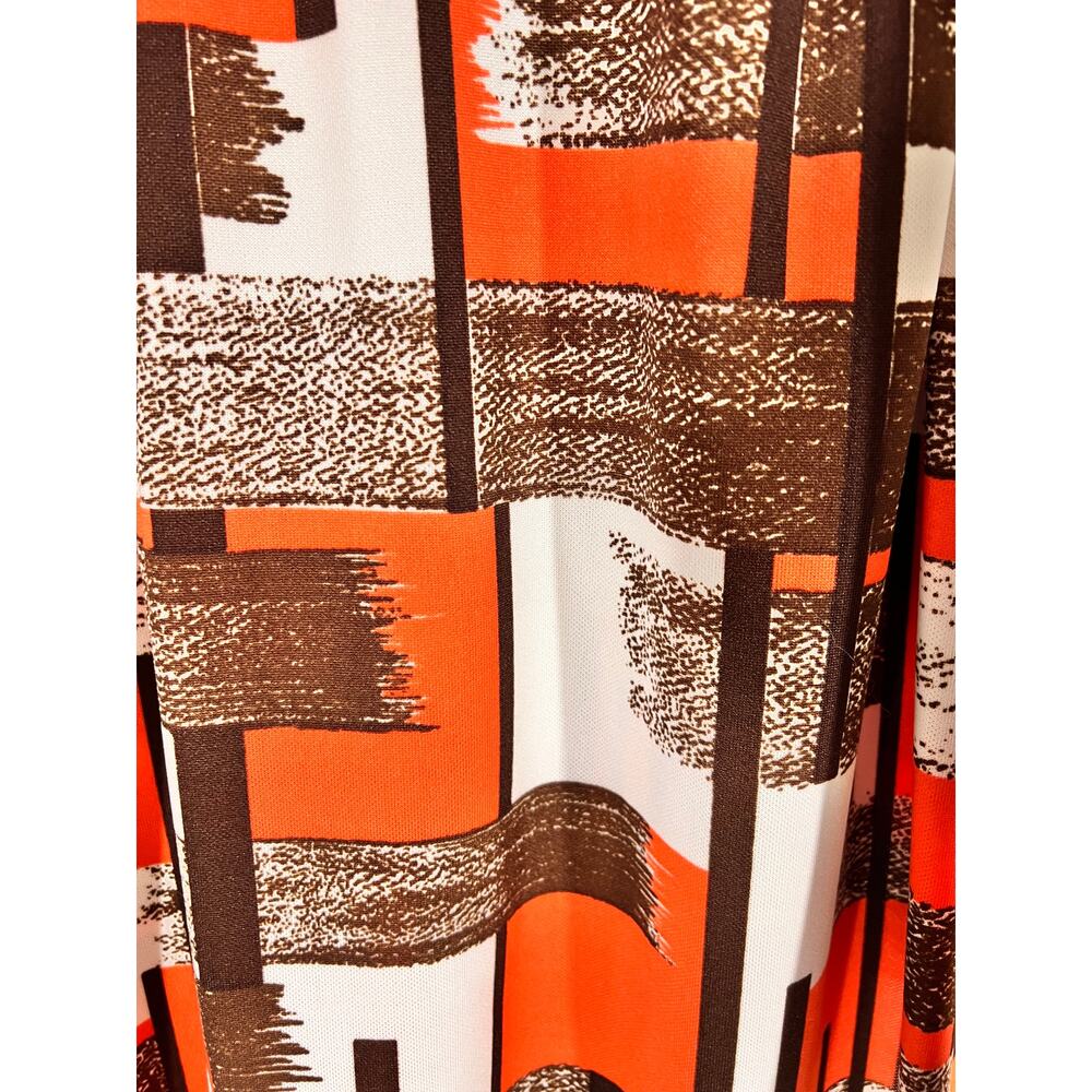 Vintage 70s Maxi Dress Bleeker Street USA Made ILGWU Brown Orange Size 12 - Picture 8 of 11